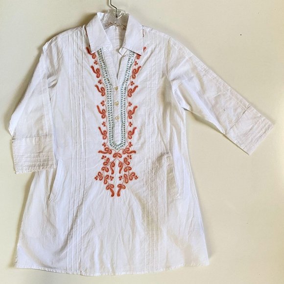Soft Surroundings white caftan tunic blouse/tank s‎ - Picture 1 of 10